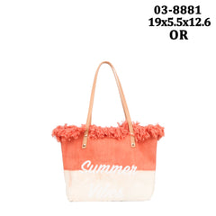 Large Summer Vibe Canva Tote Bag For Women - 2-Tone- Ideal As Work Bag, Laptop Bag, Uni Bag, Travel Bag, Gym Bag, And Beach Bag. Ideal Women'S Totes Bags