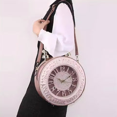 Vintage Crossbody Shoulder Bag With Battery Powered Clock Functionality