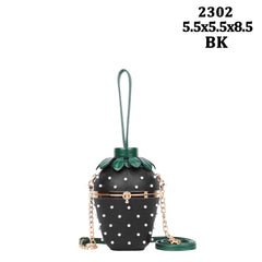 Women's Strawberry Shaped Riveted Crossbody Bag - Novelty Purse with Accents & Tropical Chain Strap - Fun Fruit Design for Casual Outings & Parties, Party Accessory, Playful Handbag, Textured Surface