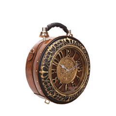 Vintage Crossbody Shoulder Bag With Battery Powered Clock Functionality